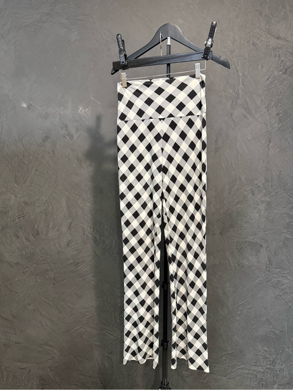 Norma Kamali Black & White Gingham Boot Pants EUC